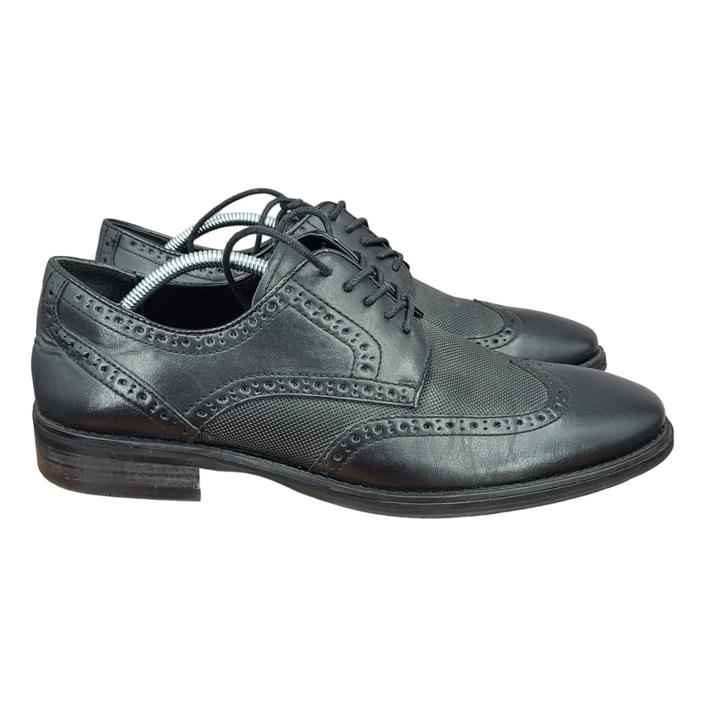 Express Oxford Shoes Mens 12 Black Faux‎ Leather Wingtip Dress Shoes